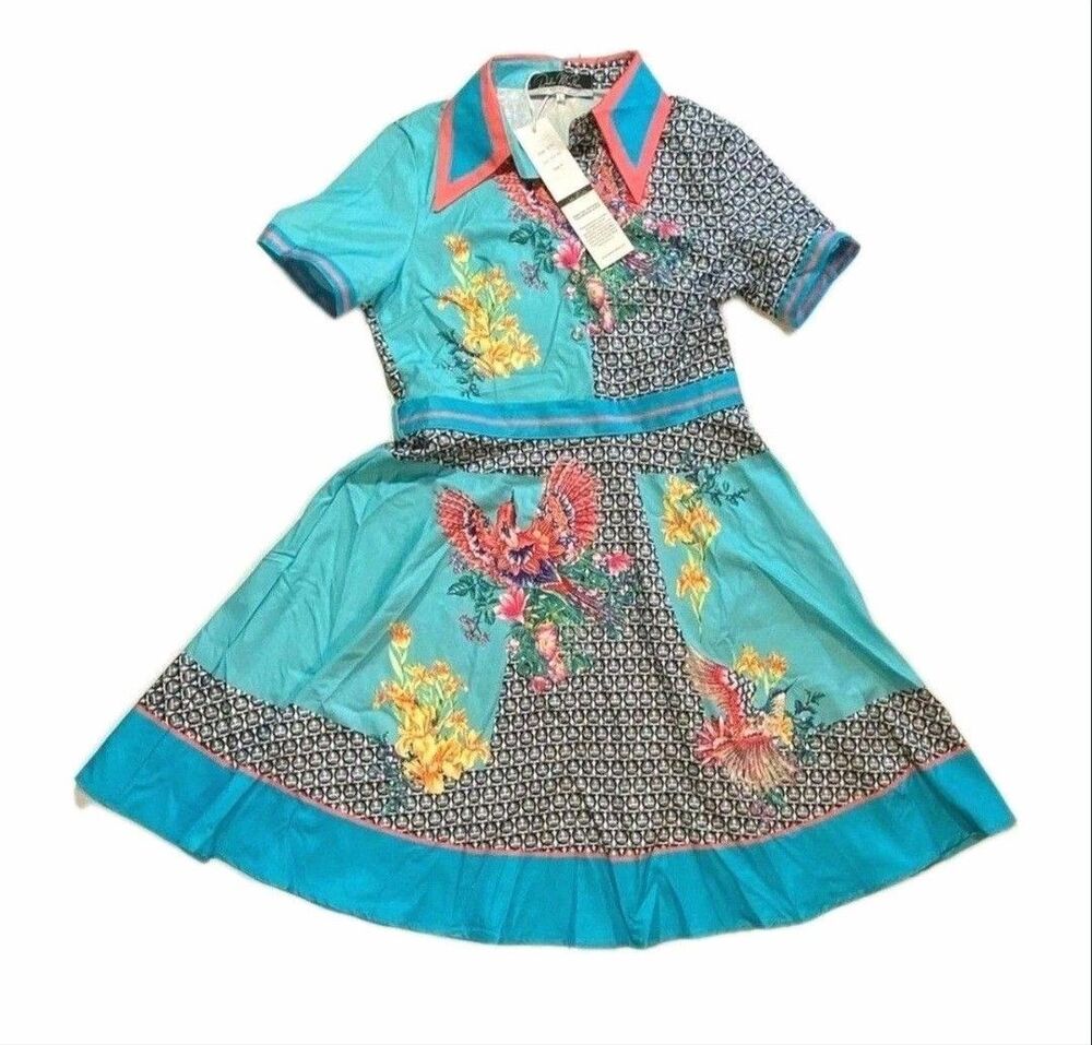Dalia McPhee @ Revolve Floral Bird Print Preppy Retro/Vintage Style Dress SZ M